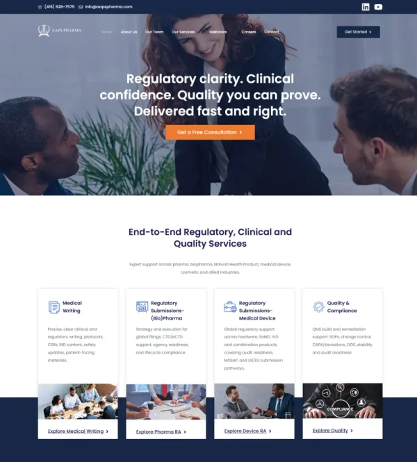 AAPs Pharma pharmaceutical website - Custom WordPress development for healthcare company