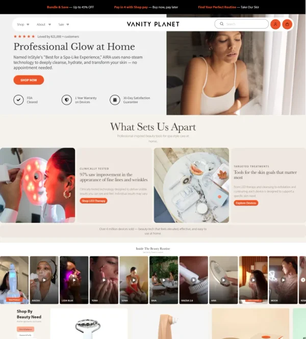 Vanity Planet e-commerce website - Custom Shopify theme development for beauty brand by PrimaryDM Mississauga