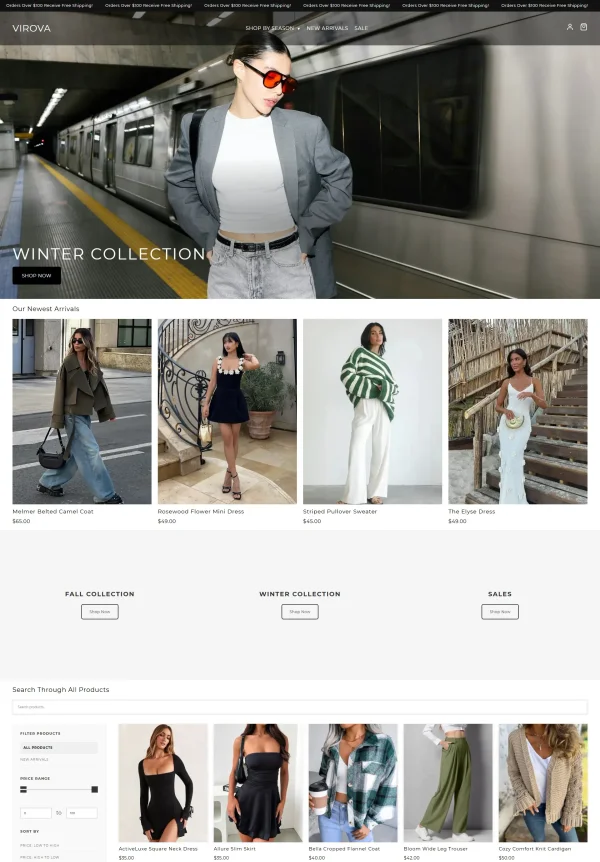 Virova Skincare e-commerce website - Custom Shopify development for beauty brand